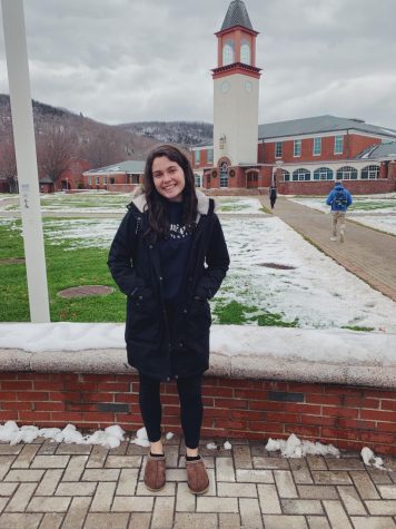 Michelle pictured at the snowy quad.